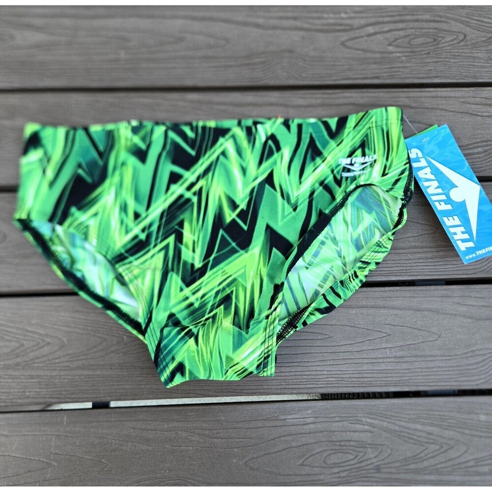 TYR The Finals Onyx All Over Racer Briefs, Mens Size 36, Green NEW